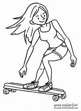 Skateboard Girl Cool Color Skateboarding sketch template
