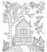 Floresta Encantada Ciel Mandalas Malbuch Cottages Maison Colorier Adultos Dezenhos Páginas Malen Gestalten Motive Kritzeleien Zeichen Klassenzimmer Libri Adulti Indien sketch template