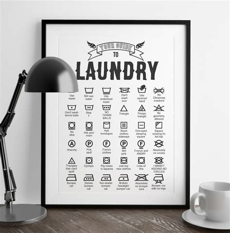 sarcastic guide  laundry symbols print funny  fuzzyandbirch