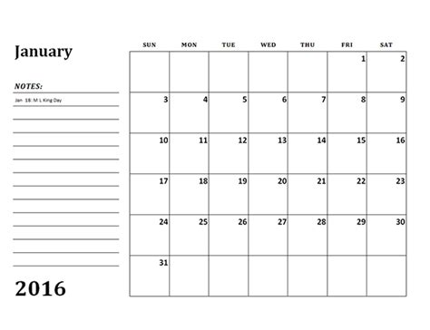 2016 monthly calendar template 03 free printable templates