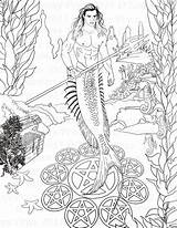 Merman Digi Mermen Mermaids Mandalas Designlooter Wicca Hadas sketch template