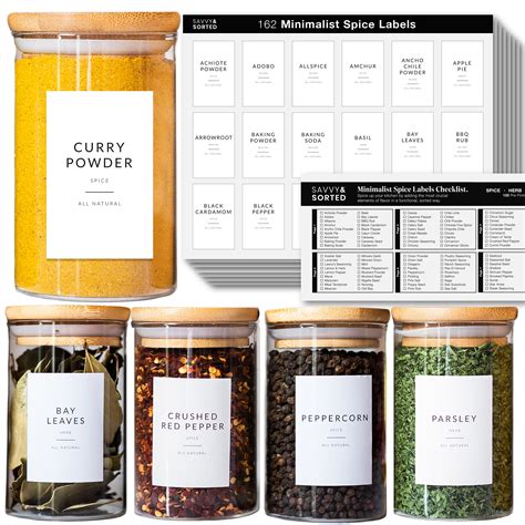 buy  minimalist spice jar labels preprinted spice stickers black