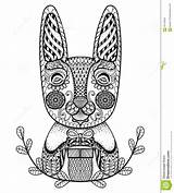 Zentangle Patterned Artistically Doodle Ornamental Rabbit Ethnic Drawn Easter Coloring Gift Hand Adult Book Style Preview sketch template