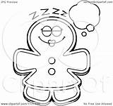 Mascot Gingerbread Dreaming Woman Clipart Cartoon Cory Thoman Outlined Coloring Vector 2021 sketch template
