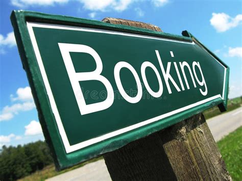 booking road sign stock photo image  pointer arrow