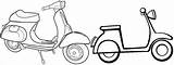Vespa Coloring Scooter Two Pages Children Fun Top sketch template
