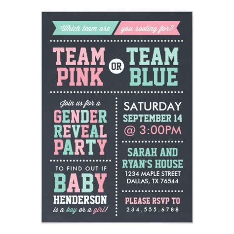Team Pink Or Team Blue Chalkboard Gender Reveal Card Zazzle