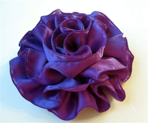 purple satin flower fabric flowers bridesmaid accessories purple satin