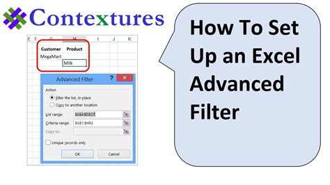 set   excel advanced filter youtube