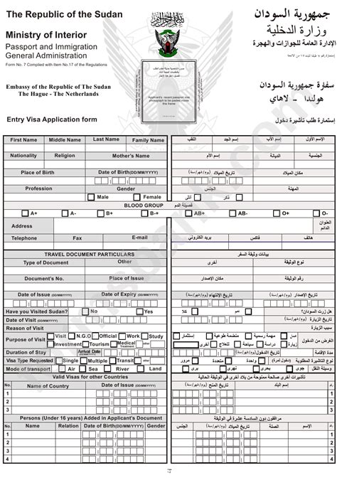 fillable form 7 entry visa application form the republic of the