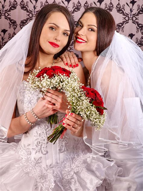 Wedding Lesbians Girl In Bridal Dress Stock Image Image Of Marriage