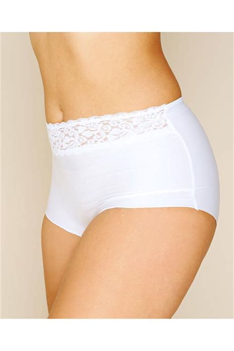 white no vpl brief with lace waist trim plus sizes 16 to 32