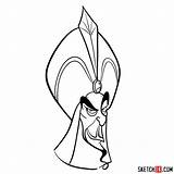 Jafar Aladdin Draw Characters Cartoon Sketchok Step sketch template