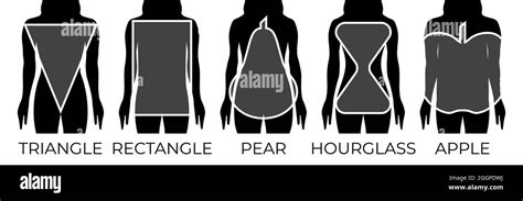 Woman Body Shapes Triangle Rectangle Apple Pear And Hourglass Black