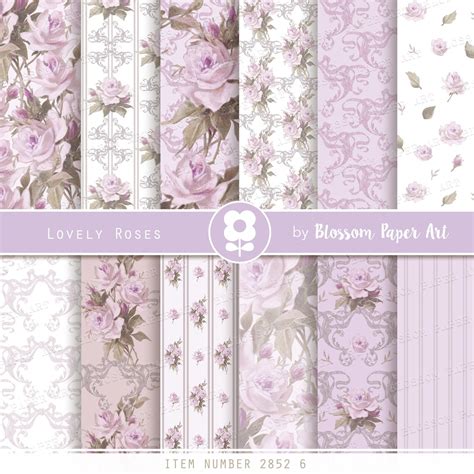 shabby chic scrapbook paper lilac digital paper roses etsy