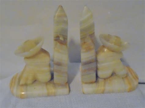 vintage onyx marble mexican bookends 2