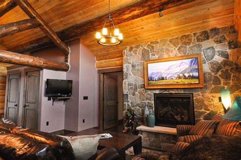 rustic log cabin rustic living room denver