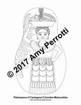 Colombian Coloring Cartagena Folk Printable Dress Amyperrotti sketch template
