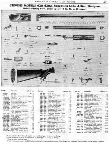 print ad  stevens model   repeating shotgun parts list ebay