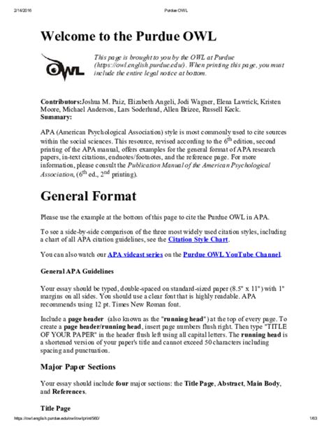 purdue owl  style reference page  na purdue owl mla formatting