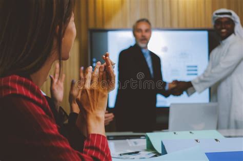 happy business employees clapping hands  praise  support ideas