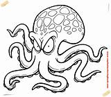 Octopus Coloring Cartoon Pages Printable Book Template Color Kids Drawing Sea sketch template