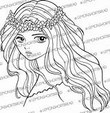 Coloring Headband Flower Girl Anime Digi Stamp Digital Etsy Face Colouring Fantasy 98kb 550px Drawings Sold sketch template