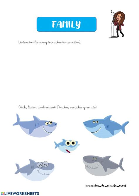 baby shark familly interactive worksheet