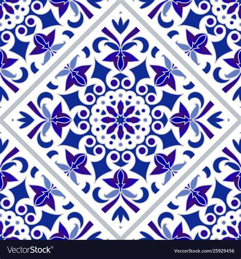 blue  white tile pattern royalty  vector image
