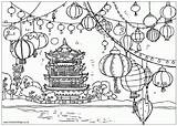 Chinois Colouring Lanterns Mewarnai Nouvel Colorir Imlek Chine Klenteng Chinesa Ausmalbilder Pagoda Coloriages Paisagem Asie Ibadah Vietnamese Lantern Colorier Asien sketch template