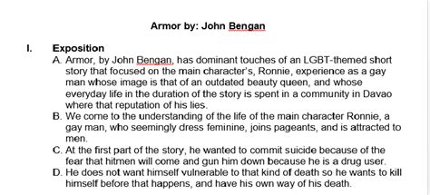 [solved] The Short Story Entitled Armor By John Bengan Outline The