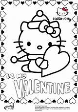 Coloring Kitty Hello Valentine Pages Valentines Colouring Kids Heart Color Sheets Cat Cute Print キティ ハロー Shape February Others Draw sketch template