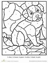 Color Number Education Kids Coloring Dog Pages sketch template