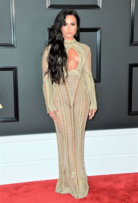demi lovato see through dress at 59th grammy awards 13 celebrity