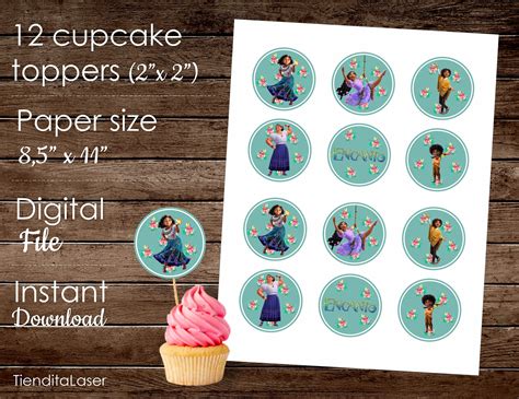 encanto cupcake toppers printable customize  print