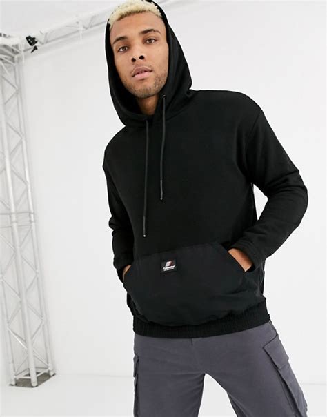 bershka hoodie  nylon details  black asos