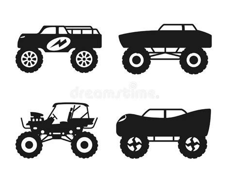 Monster Truck Collections Isolated Vector Silhouette Stock Illustration