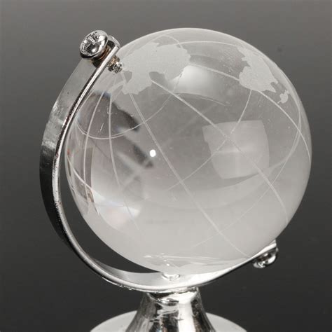 Crystal Glass Frosted World Globe Paperweight Desk Decoration