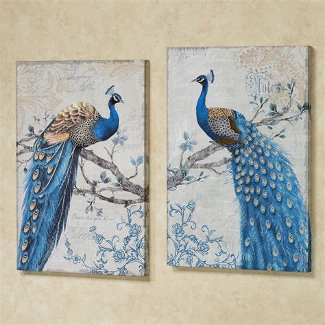 magnificent peacock giclee canvas wall art set