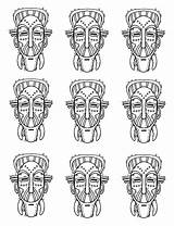 Masques Masque Africain Afrique Traditionnels Africains Adulti Identicals Maschere Justcolor Maschera Adultes Coloriages Carnevale sketch template