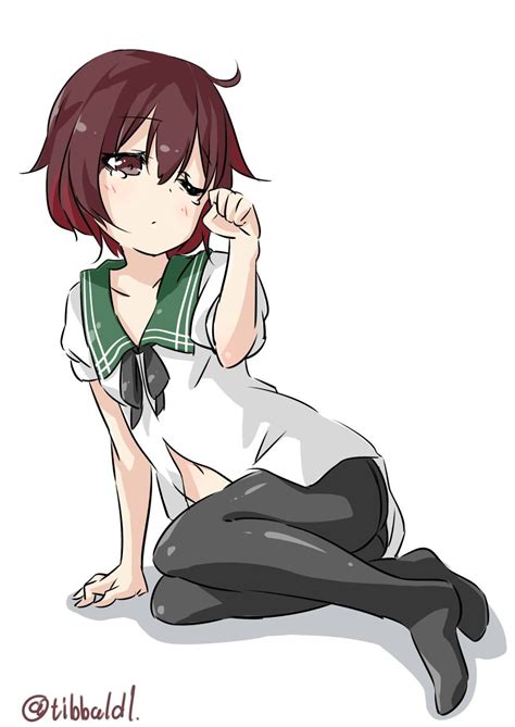 safebooru 1girl ahoge arm support arm up bangs black legwear blush