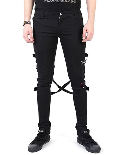 tripp nyc black skinny jeans bondage pants mens goth punk
