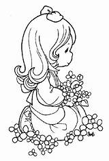 Precious Moments Coloring Pages Printable Praying Easy sketch template