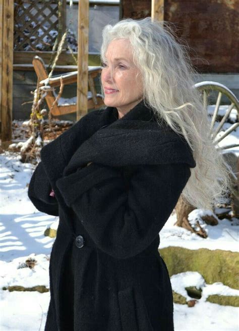beautiful grey hair women s coat long gray hair