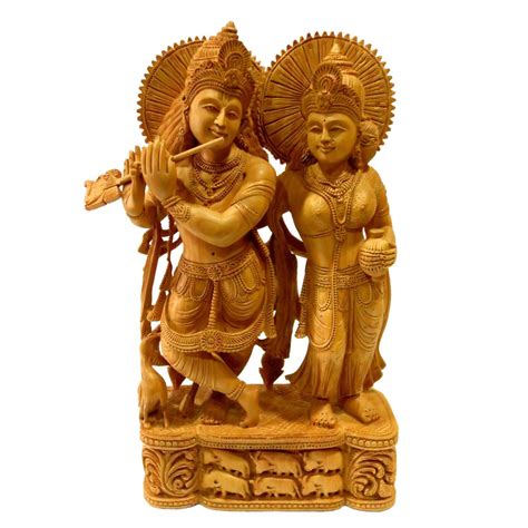 brown shrinath art gallery natural wooden carving vishnu laxmi statue