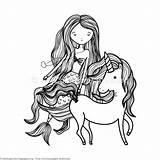 Unicorn Mermaid Colouring Getcoloringpages Stylowi Fairies sketch template