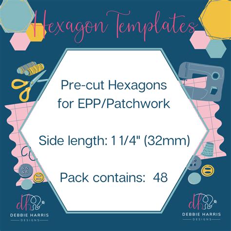 hexagon templates  epp    pack   debbie harris designs