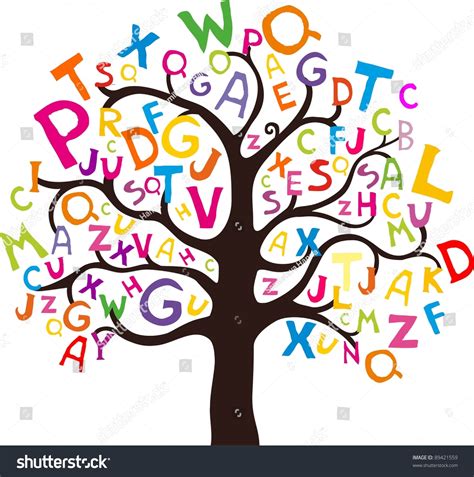 abstract tree colorful letters isolated  stock illustration  shutterstock