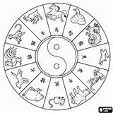Zodiac Chinese Coloring Pages Year Animals Signs Printable Circle Crafts Adult Animal Twelve Craft Kids Print Symbols Japanese Worksheets Astrology sketch template
