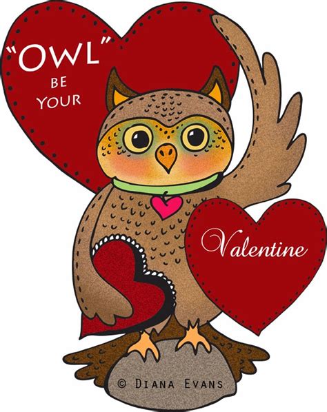 diana evans illustration  design  owl valentines